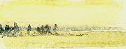 august malmstrom skisserat laglant landskap med trad France oil painting artist
